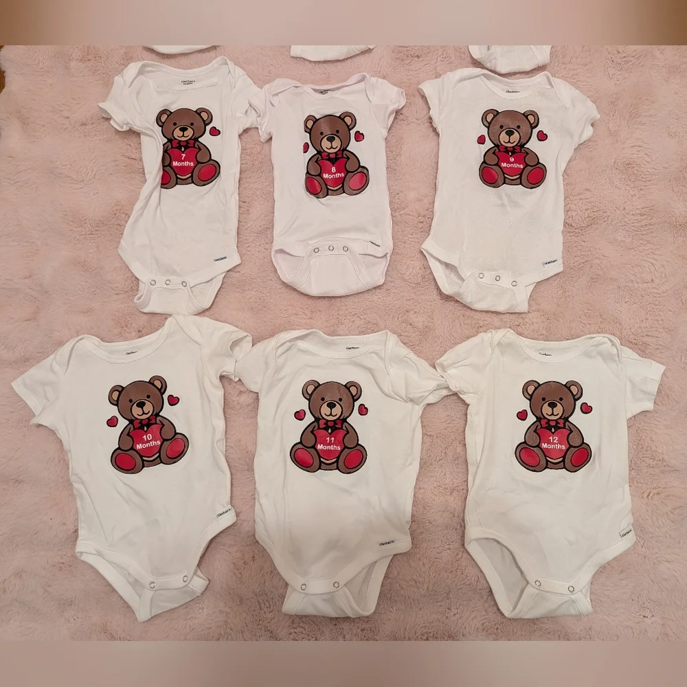 Baby Milestone Onesies 1-12 months Set Sized Accordingly